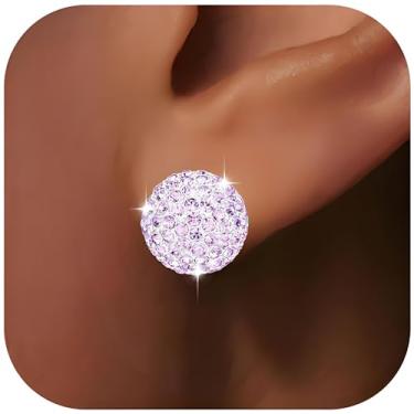 Imagem de Brincos de bola de discoteca para mulheres dos anos 70 – Brincos de pedra de nascimento de strass cintilantes para festa de casamento, acessórios de roupa de discoteca dos anos 70, joia de pedra do