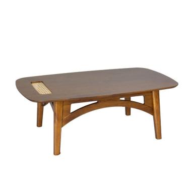 Imagem de Mesa De Centro Com Rattan Pés Retos - Imbuia Glazer