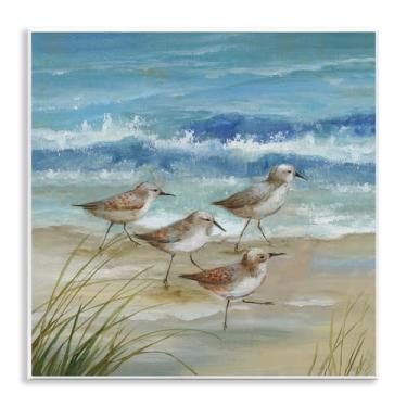 Imagem de Stupell Industries Design artístico de placa de parede Sandpiper Gathering View por Nan, 12 x 12
