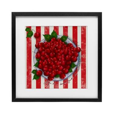Imagem de Stupell Industries Life Is Bowl Of Cherries Impressão emoldurada preta sob vidro design por Lori Mosley, 40,6 x 40,6 cm