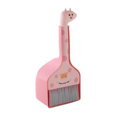 Imagem de IEUDNS Conjunto de vassoura e pá de lixo infantil, suprimentos pequenos de vassoura e pá de lixo, conjunto de limpeza varredura de desenho animado engraçado, Rosa