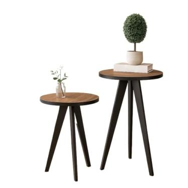 Imagem de Kit 3 Mesas Laterais, de Centro, Mesa de Cabeceira, Mesa Pé Palito - Madeira Maciça- Moderna(MAD PE PRETO 2 MESAS)