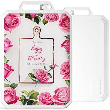 Imagem de Ourokhome Tábua de corte para cozinha, tábua de corte de vidro temperado dupla face grau alimentício para cortar carne, legumes, frutas, queijo, adequado para facas com alças e afiador de facas