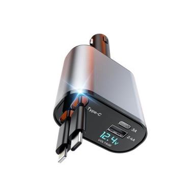 Imagem de Carregador de carro retrátil ROADRESS com cabos duplos tipo C 100W