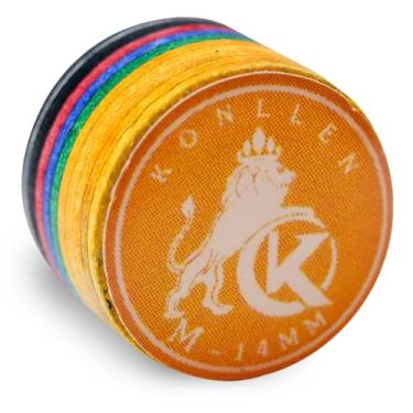 Imagem de KONLLEN Ponta de bilhar arco-íris com ponta transparente SX/SS/S/M/MH/H 11 mm/14 mm ponta de taco de bilhar 9 camadas de acessório de cabeça de taco de pele de porco 1 peça (14 mm-M-amarelo)