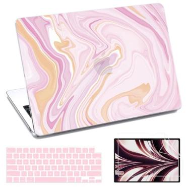 Imagem de QJUZO Compatível com MacBook Air 13 polegadas 2025 2024 2023 2022 M4 M3 M2 A3240 A3113 A2681, capa rígida para laptop com protetor de tela + capa de teclado para MacBook Air 13,6 polegadas - mármore