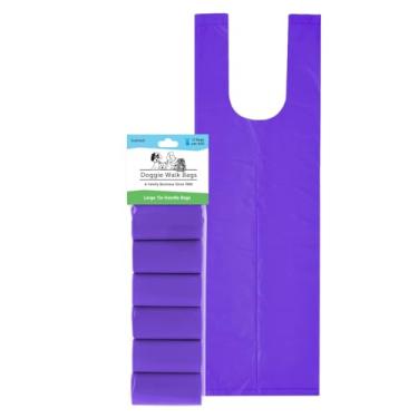 Imagem de Doggie Walk Bags Sacos grandes de lixo para cães em rolo com alças de fácil amarração, sacos de cocô extragrossos e fortes, 72 unidades, perfumados, 14 x 14 x 43 cm, roxo/perfumado, modelo: THB6-Roxo