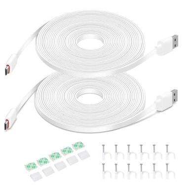 Imagem de DIANMU Pacote com 2 cabos de extensão de energia de 6 m para câmera Wyze V3, Wyze Cam Outdoor, Wyze Cam Pan, Arlo Essential, Simpliisafe, Eufy, Kasa, Yi, Blink Camera, NestCam Indoor, cabo de