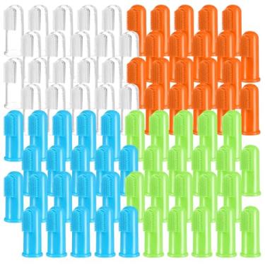Imagem de XLIUAX 80 escovas de dentes de dedo para cães, escovas de dedo macias de silicone de grau alimentício para animais de estimação, escova de dentes laváveis para cães pequenos, gatos, fácil limpeza