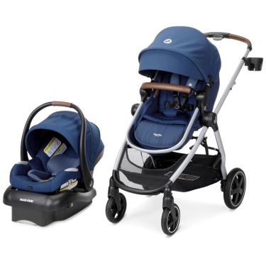 Imagem de Carrinho de Bebê Travel System 5 em 1 Modular com Porta-Copos, Barra de Proteção e Capa de Chuva, Maxi Cosi Zelia Luxe, Azul Escuro