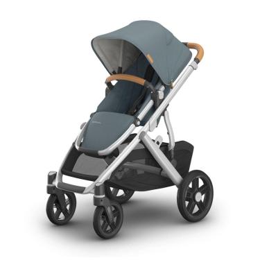 Imagem de Carrinho de Bebê UPPAbaby Vista V3: Prático Sistema Modular para 1 ou 2 Crianças, Assento Incluso, Azul Pedra e Estrutura Prateada