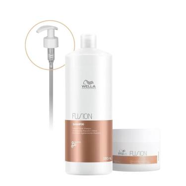 Imagem de Kit Wella Professionals Fusion Shampoo Máscara 150 Válvula Pump (3 produtos)