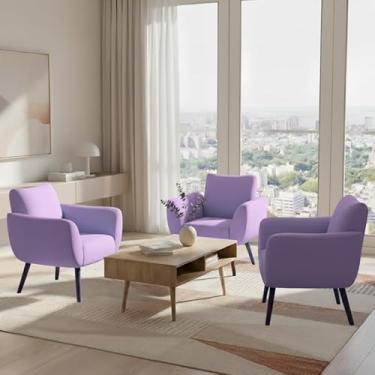 Imagem de Kit De 3 Capas Para Cadeira Poltrona Opala Em Malha Gel Premium Lisa Avulsa Ajustável (Lilás)