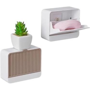 Imagem de Kit Saboneteiras de Parede com Dreno Sabão Seco Suporte Adesivo Resistente Instalação sem Furos
