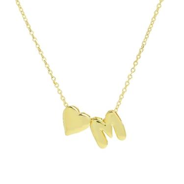 Imagem de 1 colar de coração com letras e acabamento brilhante banhado a prata para mulheres, joia fina, presente para mamãe (A), 48.5cm, Cobre, Sem Pedra Preciosa