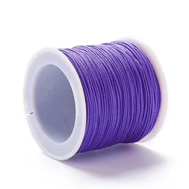 Imagem de 100 jardas 0,8 mm cordão de contas de nylon chinês cordão de macramê rabo de rattail fio de contas para fazer joias, pulseiras da amizade, suprimentos de artesanato DIY (roxo)