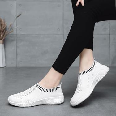 Imagem de Tênis de corrida feminino Air Athletic Fashion Sport Gym Jogging Tênis Fitness, Branco-6002, 40