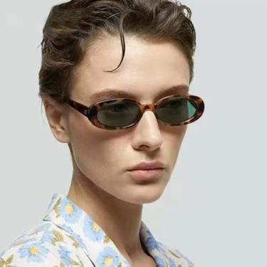 Imagem de Óculos de sol oval tendência para mulheres, homens, modernos, femininos, óculos de sol vintage anos 90 para dirigir e viajar, Tartaruga
