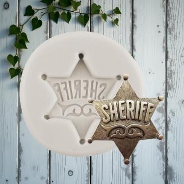 Imagem de Moldes de silicone para crachás de xerife, molde de doces para decoração de bolos, topos de cupcake, fondant, chocolate, argila de polímero