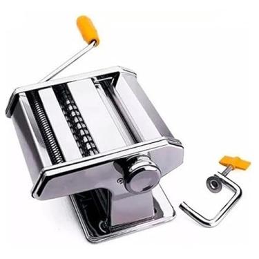 Imagem de Máquina de Massa Manual em Aço Inox, 3 Tipos de Massa, Regulagem de Espessura 1-9, com Grampo de Fixação, para Lasanha, Espaguete, Talharim, 20x17x14cm