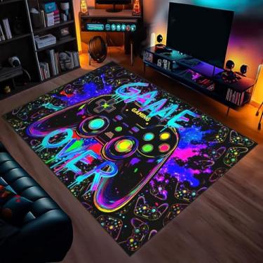 Imagem de Auetwyona Tapete de jogos para quarto de meninos - Tapete colorido para área de videogame, decoração de quarto de menino adolescente, tapetes infantis para quarto/sala de jogos/dormitório - Tapete