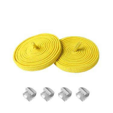 Imagem de Cadarços elásticos para tênis - Cordas de sapato elásticas planas de 8 mm, sem amarrar, cadarços para adultos, Amarelo, 100cm
