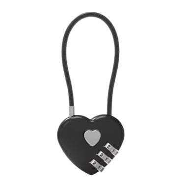 Imagem de Dia dos Namorados Coração Estilo 3 Dígitos Senha Mochila Escolar Cadeado Código de Senha Amor Bloqueio de Senha Bloqueio Concêntrico Combinação Cadeado (Preto)
