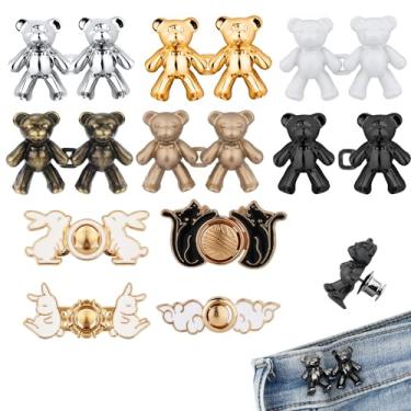 Imagem de 10 pares de pinos de botão de urso para jeans, fivela de cintura ajustável, fivela de cintura removível, sem necessidade de costura, apertador de botão de jeans para saia jeans