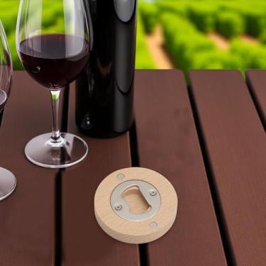 Imagem de Generic 1 abridor de garrafas magnético siamês gato siamês madeira faia ímã redondo madeira marrom claro 6,5 x 1,2 cm