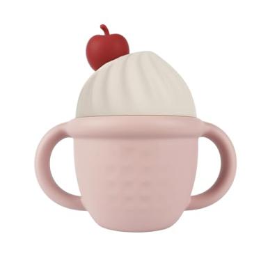 Imagem de ZÜCÜBéBé Copo de silicone com canudo para bebês de 6, 12 e 18 meses, copo com canudo para crianças de 1 a 3 anos, rosa