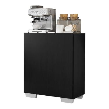 Imagem de Aparador Buffet 2 Portas Com Pés Quadrados Veneza Multimóveis V3610 Preto/Branco Preto/Branco