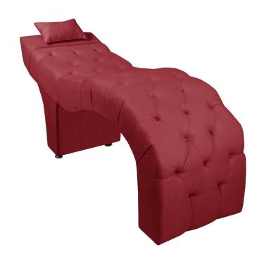Imagem de Maca Estofada Para Clínica De Estética Facial Com Capitonê Andressa Veludo Speciale Home Vermelho