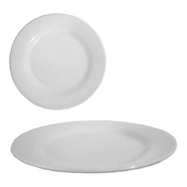Imagem de Kit C/ 10 Pratos De Melamina P/ Sobremesa Branco 18cm De Ø - FU XING