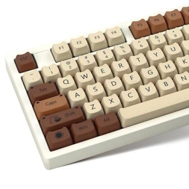 Imagem de XVX Teclas de gato fofo, perfil Mao grosso PBT de 141 teclas, conjunto de teclas de sublimação de tinta compatível com 60% 75% 96% 100% Cherry Gateron MX Switches teclado mecânico para jogos