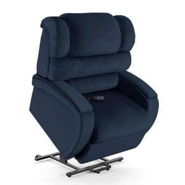 Imagem de Poltrona Do Papai Reclinável Napoli Elevação Lift Elétrico Pu Azul Fh1