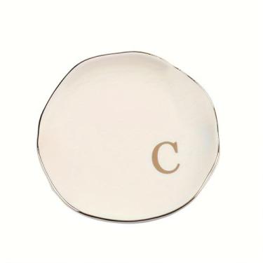 Imagem de Bandeja de joias de cerâmica com letras de 12 cm, prato decorativo para anéis, brincos, colares, pulseiras, chaves de relógio, aniversário, dia das mães, casamento, presente de Natal para mulheres