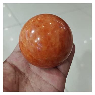 Imagem de URMIBDAI Cheio de textura natural bela bola de pedra do sol quartzo laranja esfera de cristal pedras preciosas e minerais ornamentos de decoração de quarto de adolescente (tamanho: 65-70 mm)