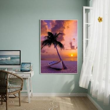 Imagem de Quadro Decorativo Canoa E Palmeira-70X50Cm - Quadros On-Line