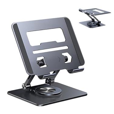 Imagem de Suporte ajustável para laptop | liga de alumínio ajustável com rotação 360 | Suporte portátil para notebook | para smartphones, notebooks, tablets, casa, escritório, faculdade, dormitório, apartamento