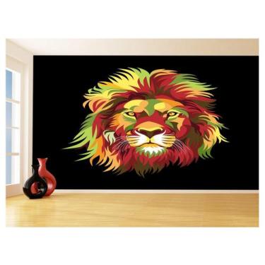 Imagem de Papel De Parede Animais Leão Rosto Arte Cores 3,5M Anm488 - Você Decor