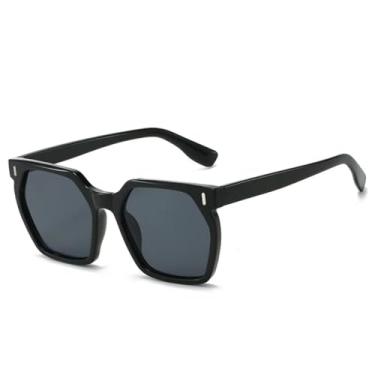 Imagem de HPIRME Óculos de sol da moda femininos, armação retrô degradê, rebites, proteção uv400, masculino (preto)