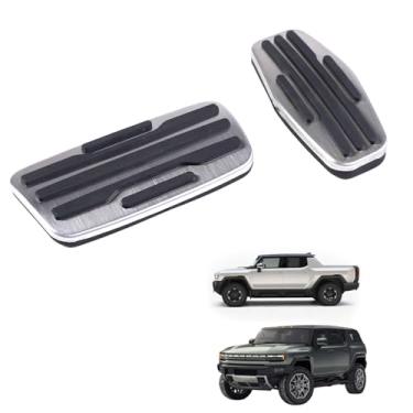 Imagem de Capa para pedal de carro Yinanlutos compatível com Hummer EV 2022 2023 2024 Acessórios de aço inoxidável Pedal de gás antiderrapante sem broca Acessórios de acelerador de gás de freio 2 peças