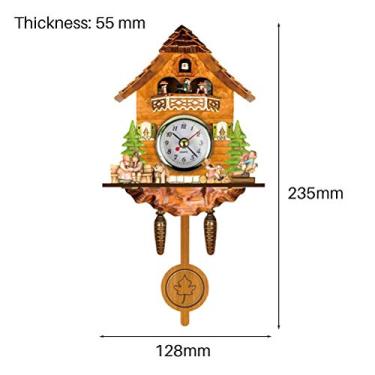 Imagem de GLOGLOW Relógio de Parede de Desenho Animado 3D Relógio de Parede retrô de Desenho Animado 3D, Elegante Cor de Madeira Silencioso de para Sala de Estar, Quarto, Escritório, Decoração de Casa, (#34)