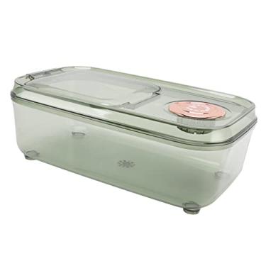 Imagem de KIMISS Contêiner de Armazenamento de Grãos de Arroz Transparente Com Tampa de Flip - CT à Prova de Alimentos Com Medição de Copo para Organização de Cozinha Inteligente (10 kg de verde transparente)