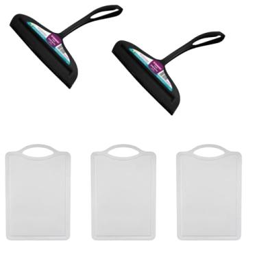 Imagem de Kit 2 Rodo de pia Preto e 3 Tábua de corte Branco