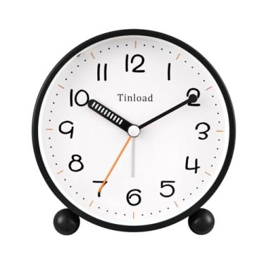Imagem de Tinload Despertador analógico retrô antigo de 11,4 cm, pequeno relógio silencioso operado por bateria com luz manual, soneca, decoração vintage para quarto, sala de estar, escritório, cabeceira, mesa