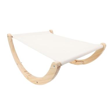 Imagem de aqxreight Rede de Gato de Madeira Dobrável Antiderrapante Fácil de Montar Móveis Elevados de Cama de Rede para Animais de Estimação para Estilo de Pelúcia de Gato Interno Os Blocos Fornecem Cama