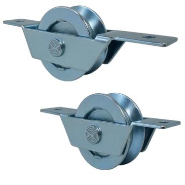 Imagem de Kit 2 Roldana 2" Aço Zincado Para Portão Caixa Aberta Rebitado (Canal U)