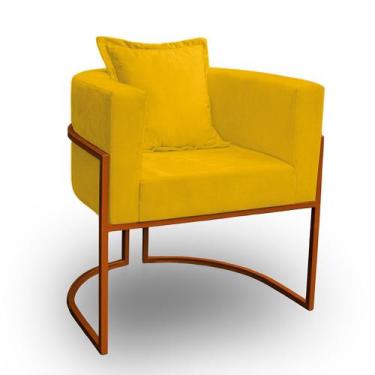 Imagem de Poltrona para Sala Base de Metal Bronze Reforçada Liz Veludo - LH Deco