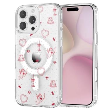 Imagem de OFQKOAKS Capa para iPhone 16, compatível com MagSafe, linda vela romântica cupido, capa de celular magnética para namorados, capa protetora transparente e macia para amantes